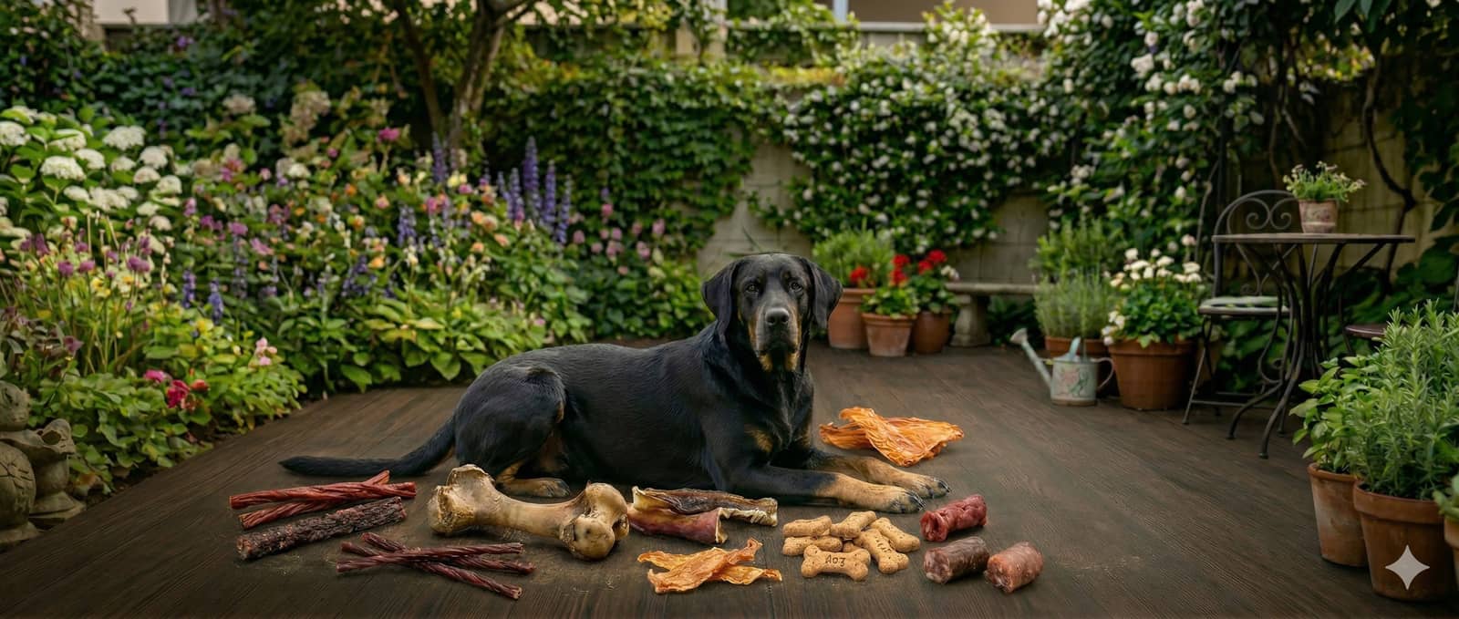 Audlay hero dog visual with premium pet treats